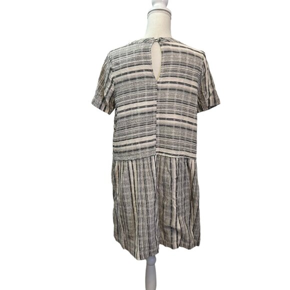 Mod Ref Breezy Striped Casual  Lightweight Cotton Cottage Kinfolk Shift Dress‎ L - Picture 3 of 9